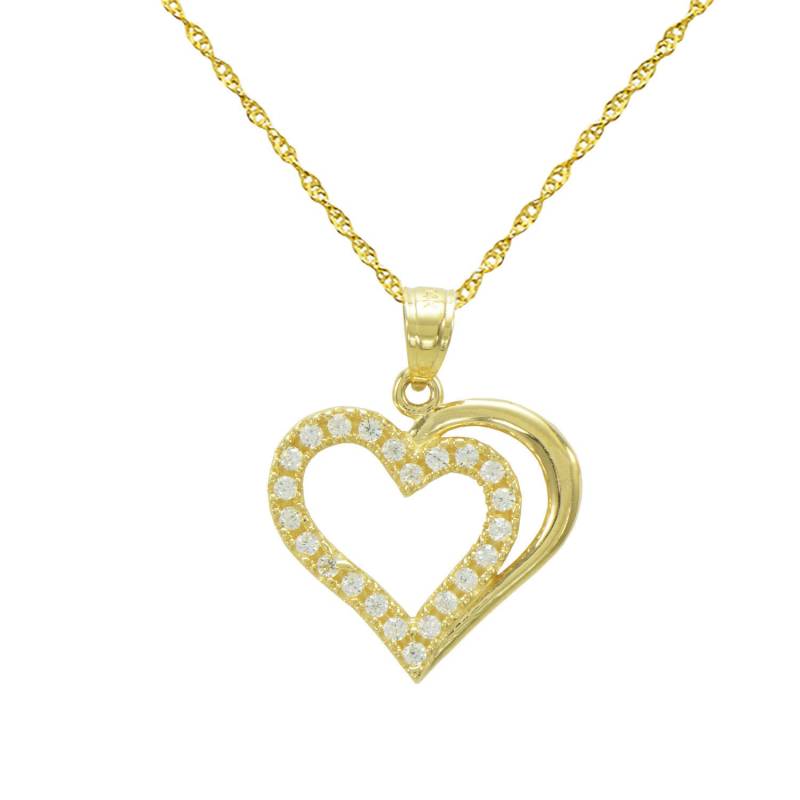 14K Gelbgold 23-stein Herz Zirkonia | Cz Halskette von PyramidJewelry