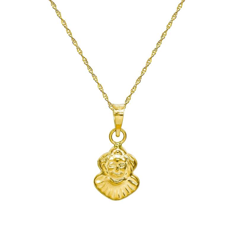 14K Gelbgold Clown Anhänger Halskette von PyramidJewelry