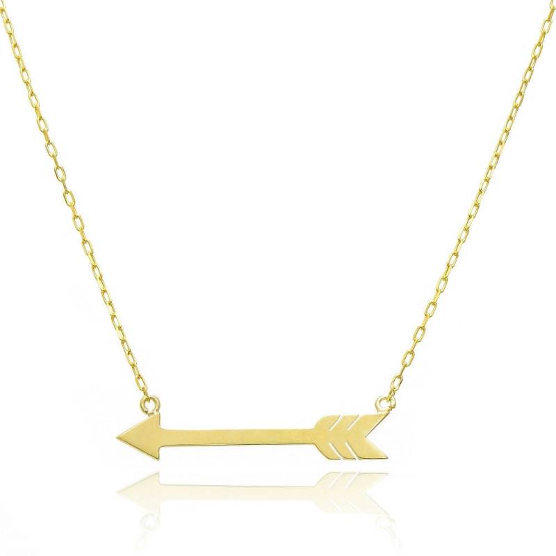 14K Gelbgold Fancy Pfeil Halskette von PyramidJewelry