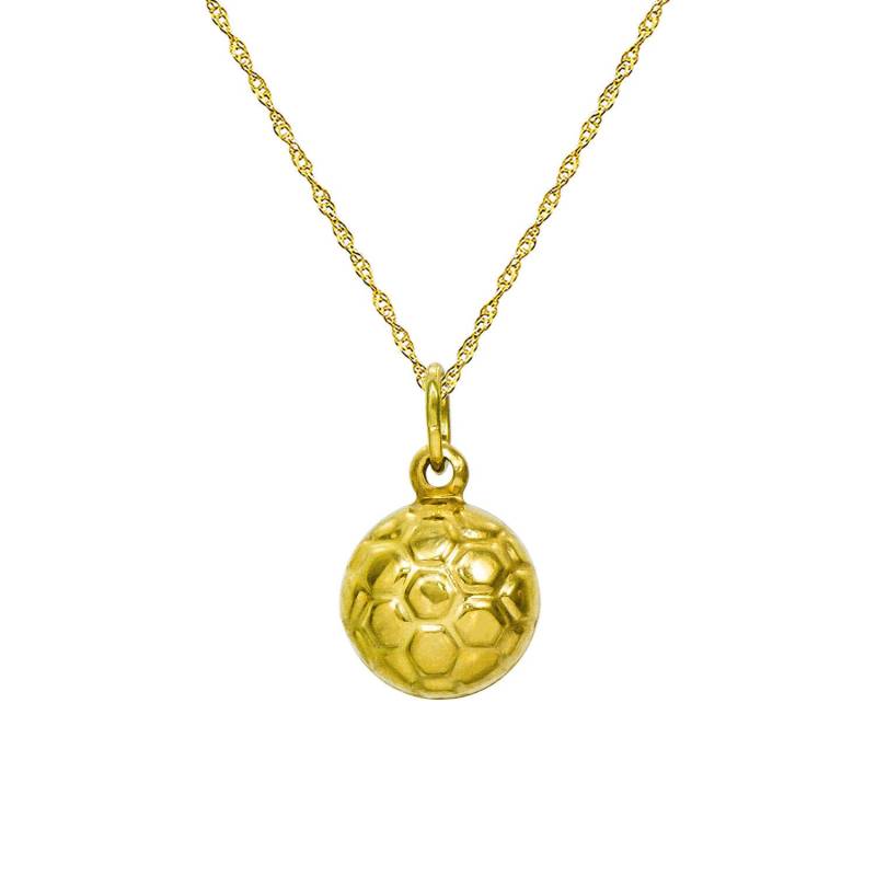 14K Gelbgold Fußball Ball Anhänger Halskette von PyramidJewelry