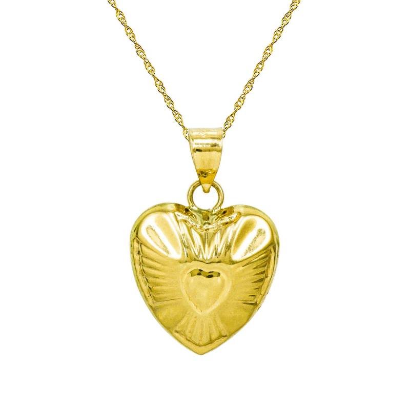 14K Gelbgold Herz Anhänger Halskette von PyramidJewelry