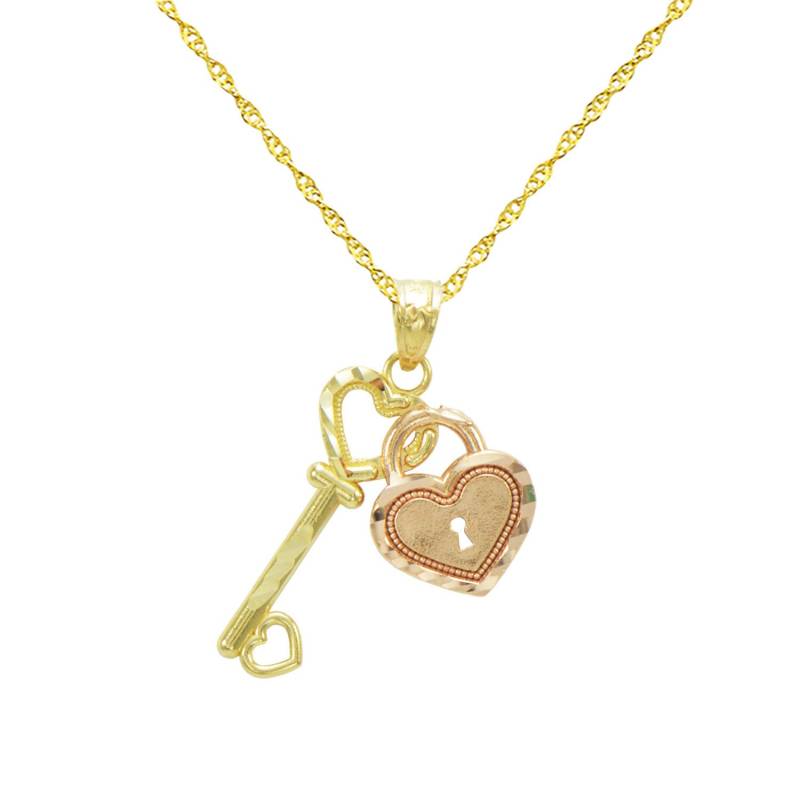 14K Gelbgold Herz Schlüssel Zirkonia | Cz Halskette von PyramidJewelry