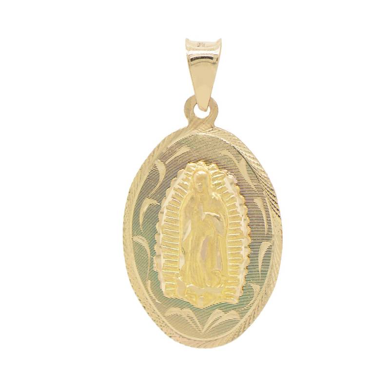 14K Gelbgold Jungfrau Guadalupe Und Jesus Christus Charm Anhänger Vorne Hinten, 1, 30 Zoll von PyramidJewelry