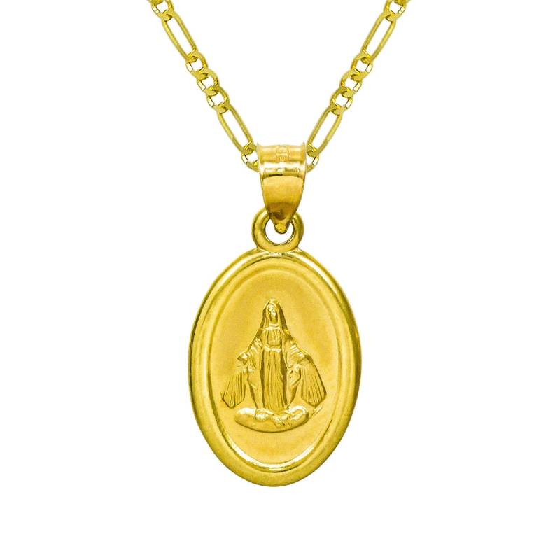 14K Gelbgold Jungfrau Maria Anhänger Halskette von PyramidJewelry