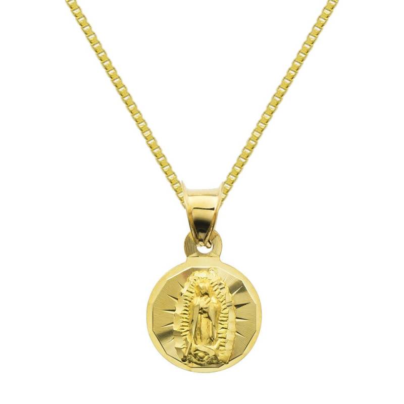 14K Gelbgold Jungfrau Maria Guadalupe Anhänger Halskette von PyramidJewelry