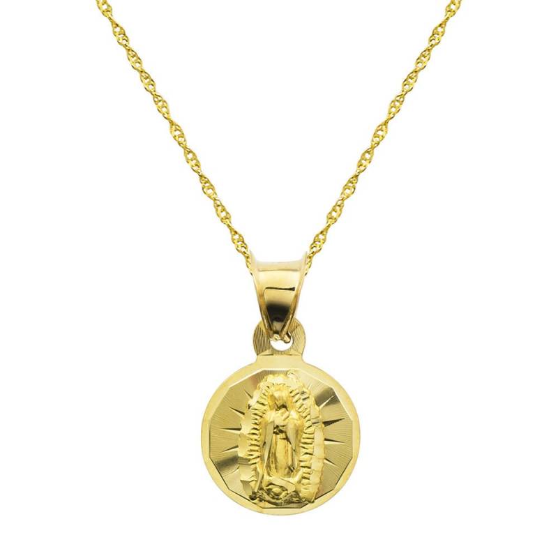14K Gelbgold Jungfrau Maria Guadalupe Anhänger Halskette von PyramidJewelry