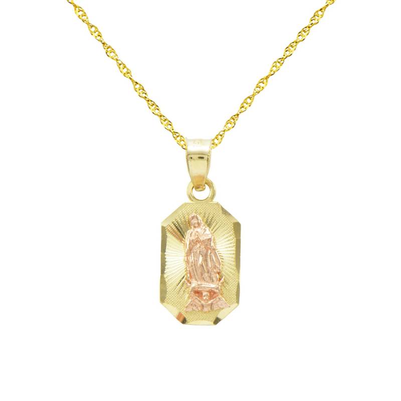 14K Gelbgold Jungfrau Maria Guadalupe Anhänger Halskette von PyramidJewelry