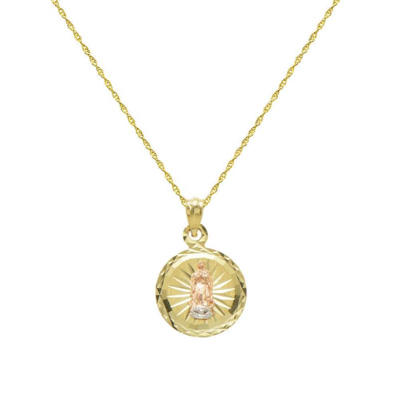 14K Gelbgold Jungfrau Maria Guadalupe Charm Anhänger Halskette von PyramidJewelry