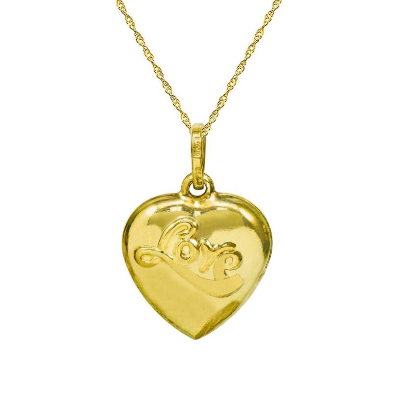 14K Gelbgold Liebe Herz Anhänger Halskette von PyramidJewelry