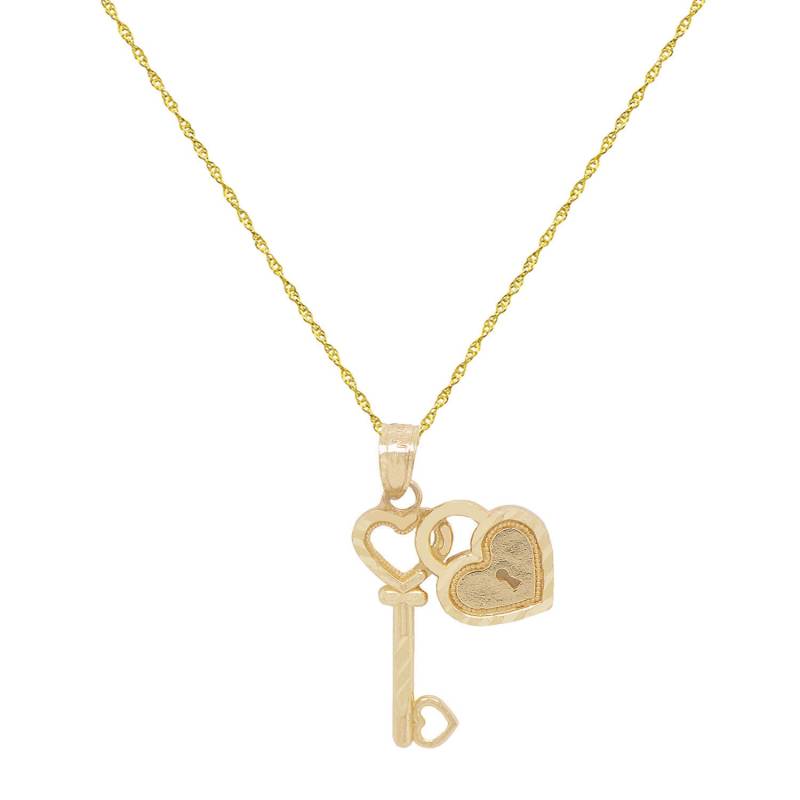 14K Gelbgold Lock To Your Heart Anhänger Halskette von PyramidJewelry