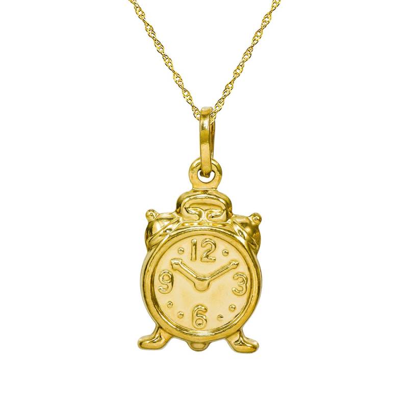 14K Gelbgold Wecker Anhänger Halskette von PyramidJewelry