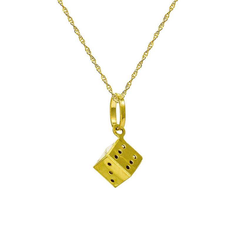 14K Gelbgold Würfel Anhänger Halskette von PyramidJewelry