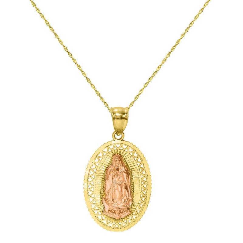 14K Gold Jungfrau Maria Guadalupe Charm Anhänger Kette von PyramidJewelry