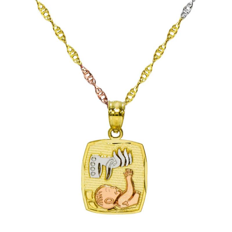 14K Tri-Color Gold Bautizo Taufe Kissen Halskette 14K Tri-Color Gold Bautizo Taufe Kissen Halskette von PyramidJewelry