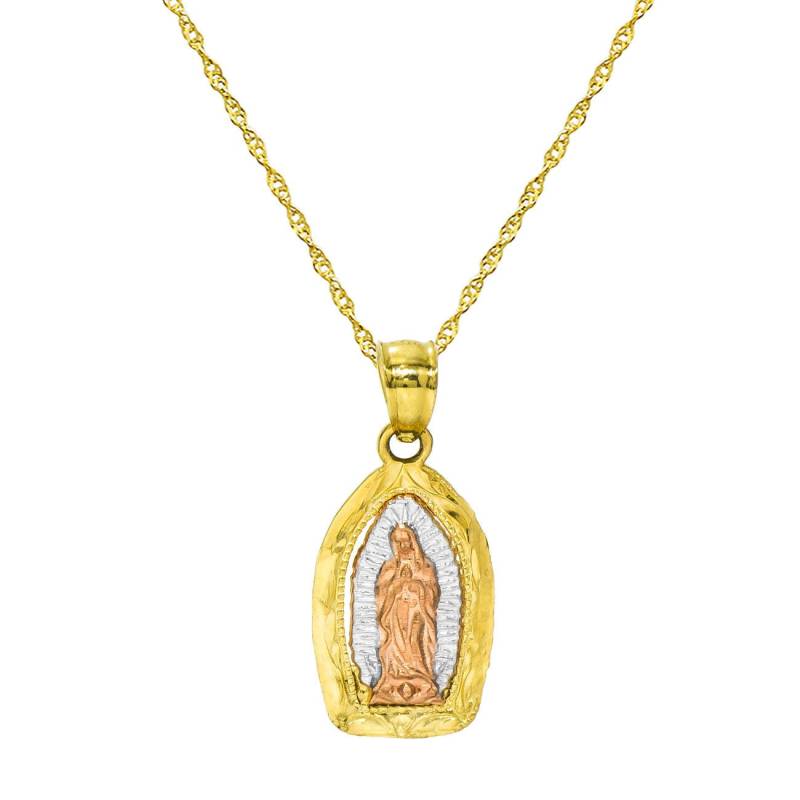 14K Tri Color Gold Jungfrau Maria Guadalupe Anhänger Halskette von PyramidJewelry