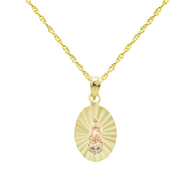 14K Tri-Color Gold Jungfrau Maria Guadalupe Anhänger Halskette von PyramidJewelry