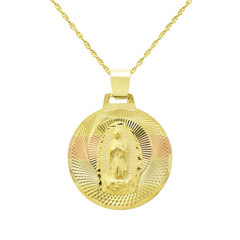 14K Tri-Color Gold Jungfrau Maria Guadalupe Charm Anhänger Halskette von PyramidJewelry