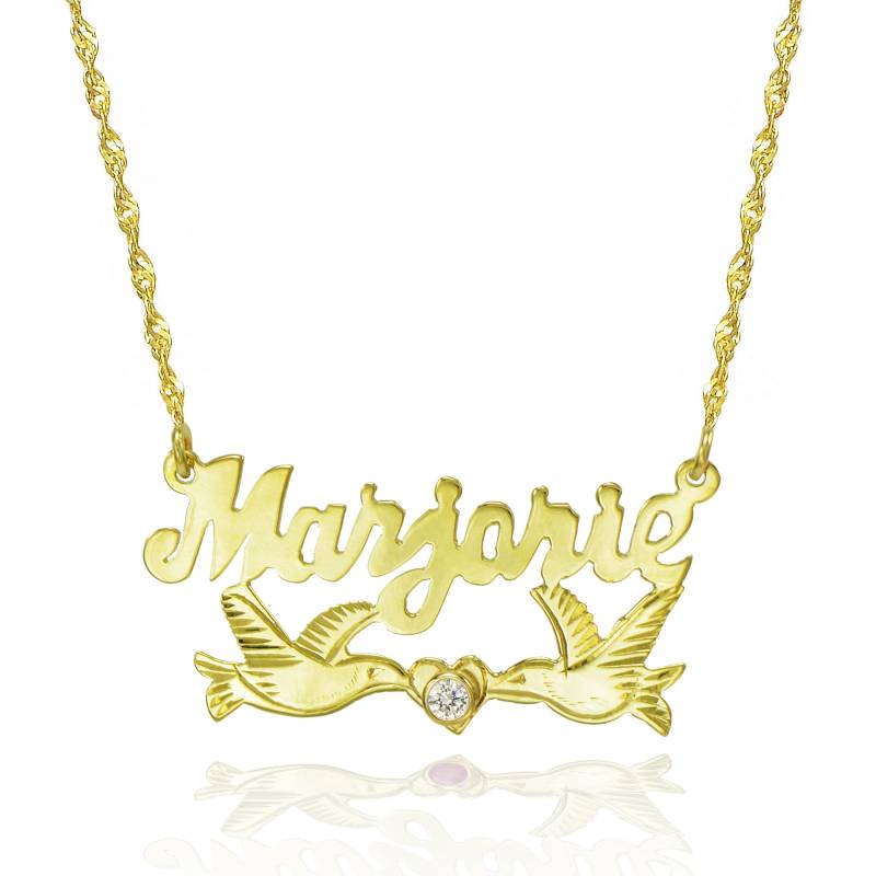 14K Two Tone Gold Personalisierte Namensschild Halskette Mit Cz - Passen Sie Jeden Namen An 14K Two Tone Gold Personalisierte Namensschild Halskette Mit Cz - Passen Sie Jeden Namen An von PyramidJewelry
