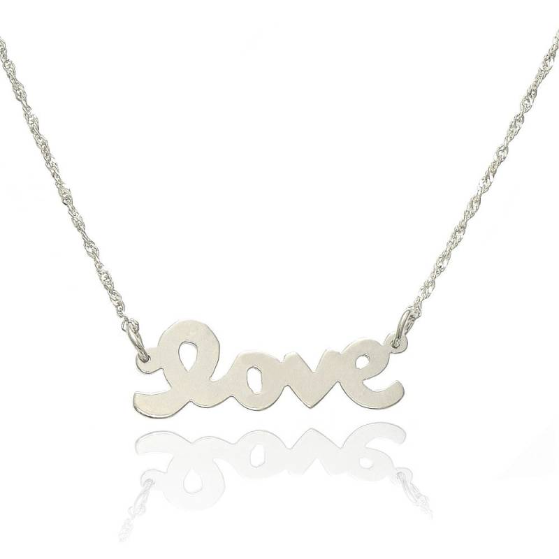 14K Weißgold Liebe Halskette von PyramidJewelry