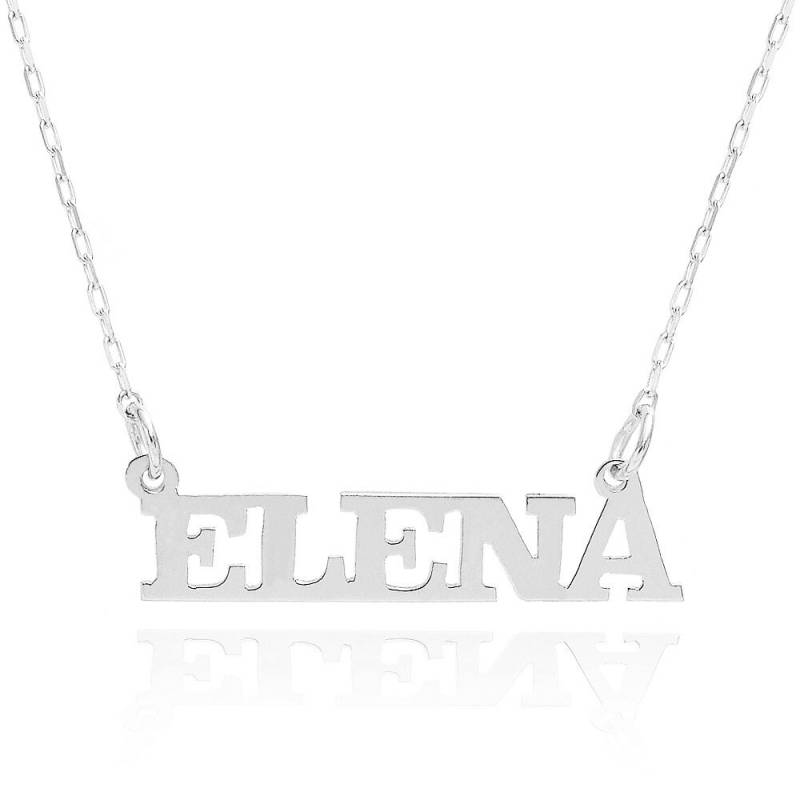 14K White Gold Personalisierte Hauptstadt Namenskette - Jeder Beliebige Name Nach Maß von PyramidJewelry