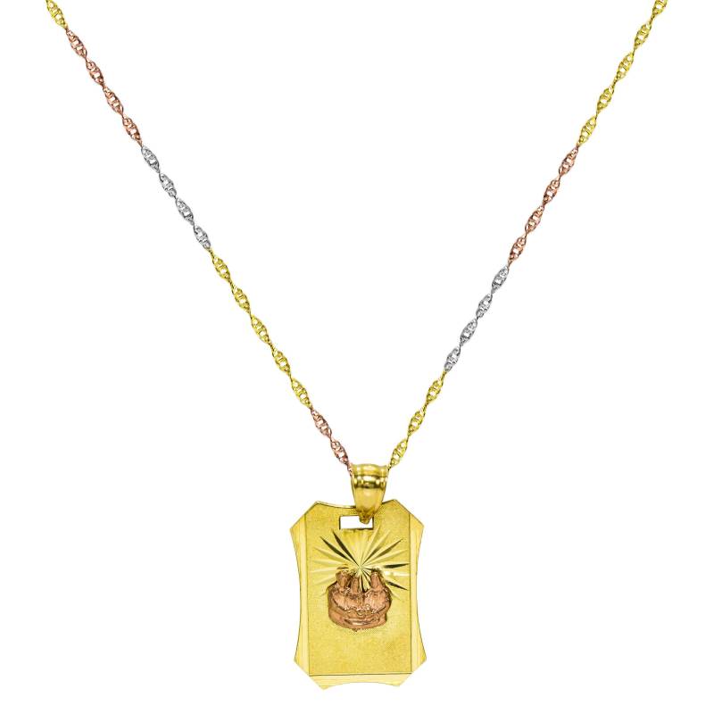 14K Zwei-Ton-Gold Bautizo-Taufe-Anhänger-Halskette von PyramidJewelry