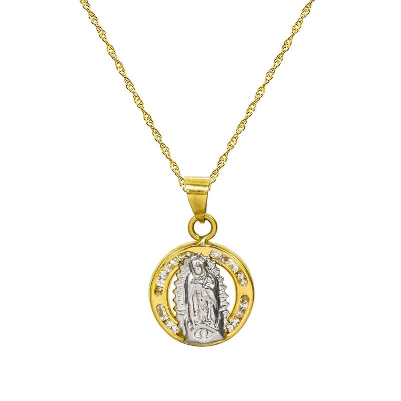 14K Zweifarbige Gold Jungfrau Maria Guadalupe Anhänger Halskette von PyramidJewelry
