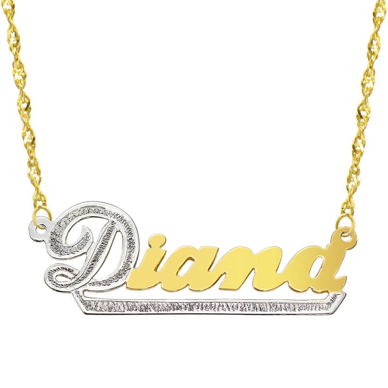 14K Zweifarbiges Gold Personalisierte Namensschild Halskette - Stil 10 von PyramidJewelry