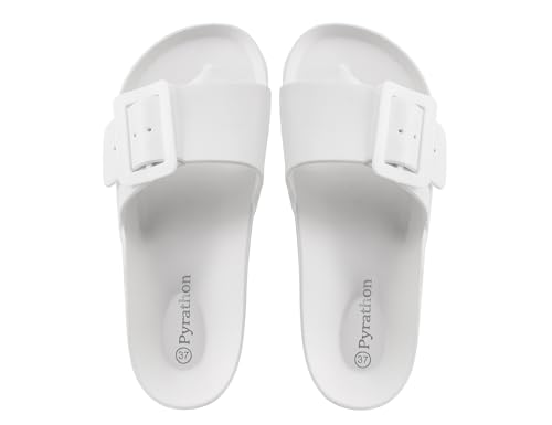 Pyrathon Badelatschen Damen Badeschlappe Leichte Arch Support Schlappen Hausschuhe Sommer Badeschuhe 37EU,Weiß von Pyrathon