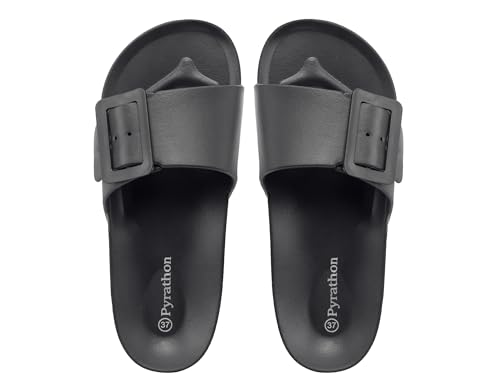 Pyrathon Badelatschen Damen Badeschlappe Leichte Arch Support Schlappen Hausschuhe Sommer Badeschuhe 41EU,Schwarz6 von Pyrathon