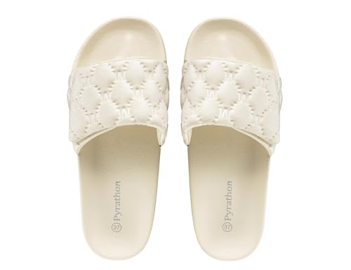 Pyrathon Badelatschen Damen Badeschuhe Slider Leichte Arch Support Schlappen Hausschuhe Sommer Badeschlappe,Beige,39EU von Pyrathon