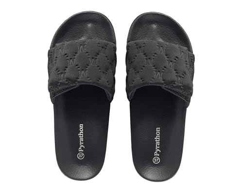 Pyrathon Badelatschen Damen Badeschuhe Slider Leichte Arch Support Schlappen Hausschuhe Sommer Badeschlappe,Schwarz22,36EU von Pyrathon