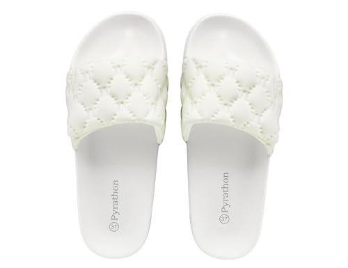 Pyrathon Badelatschen Damen Badeschuhe Slider Leichte Arch Support Schlappen Hausschuhe Sommer Badeschlappe,Weiß22,36EU von Pyrathon