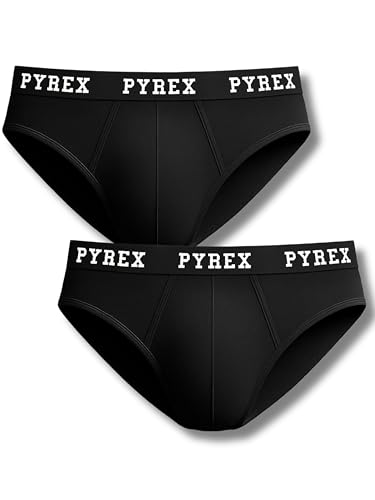 Pyrex Herren-Slip aus elastischer Baumwolle (2er Pack) Herren-Slips atmungsaktiv aus Baumwolle Größen M bis XXL, Schwarzer Slip - 2 Stück, XXL von Pyrex