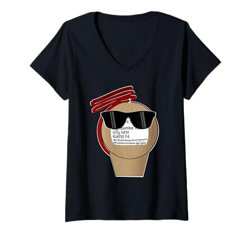 Damen Pyro Sonnenbrille T-Shirt mit V-Ausschnitt von Pyro Silvester Feuerwerk Pyrotechniker Geschenke
