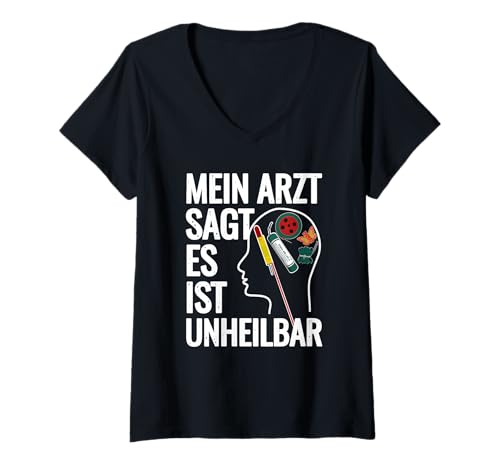 Damen Feuerwerk im Kopf T-Shirt mit V-Ausschnitt Damen Feuerwerk im Kopf T-Shirt mit V-Ausschnitt von Pyro Silvester Feuerwerk T-Shirt und Pullover