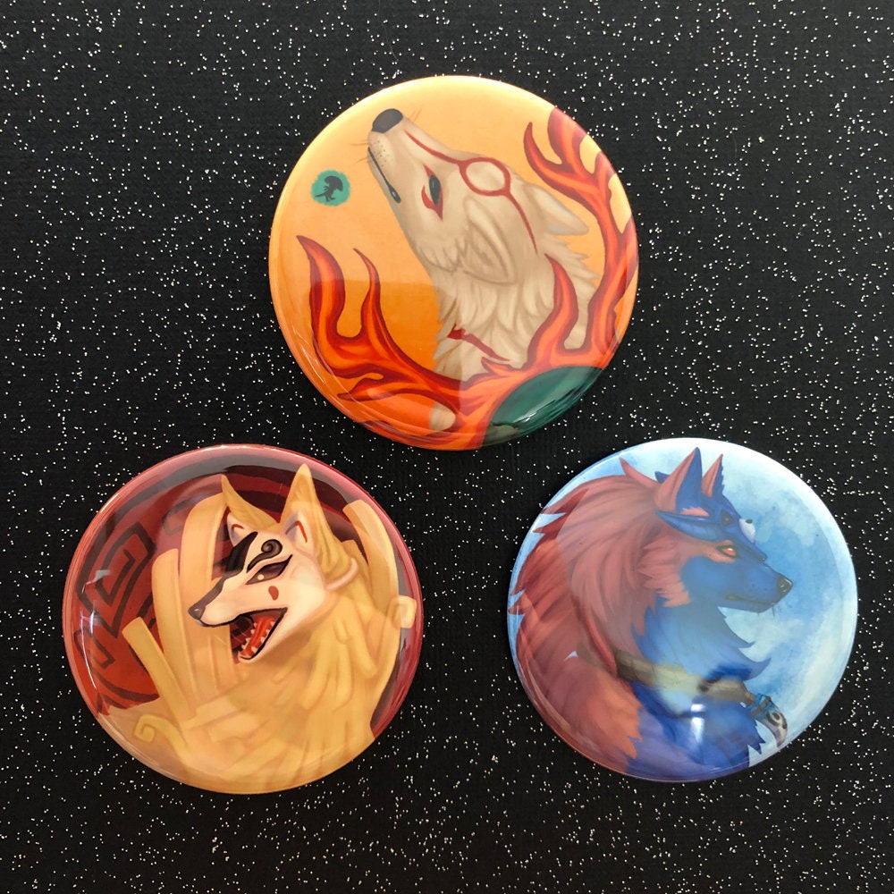 Okami-Knöpfe von PyrocatProductions