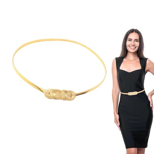 Pyrrhize Gürtel Damen Gold, Gürtel Damen Gold, Taillengürtel Gold, Fashionable Damen Gürtel Gold – Unique and Elegant Stretch Belt for Women, Ledergürtel Mit Goldene Schnalle Für Kleid von Pyrrhize