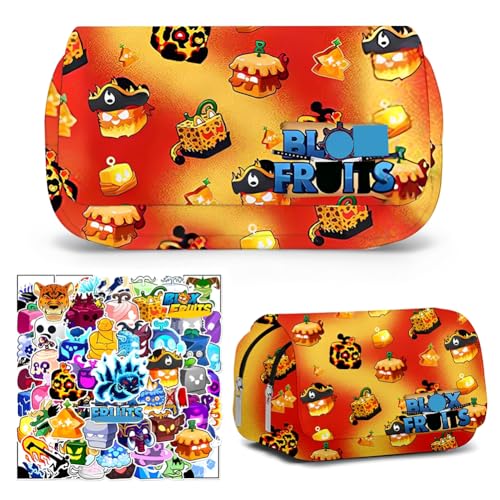 PyrrlicToy Fruit Federmäppchen, Fruit Aufkleber Für Kinder Anime Federmäppchen, Karikatur 3D Federtaschen Doppelter Reißverschluss, Studenten Schreibwaren Stiftbeutel von PyrrlicToy