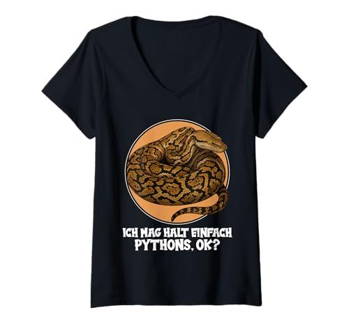 Damen Pythons Python T-Shirt mit V-Ausschnitt von Pythons Python Tier Shop