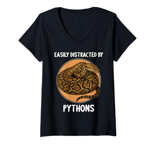 Damen Pythons Python T-Shirt mit V-Ausschnitt von Pythons Python Tier Shop