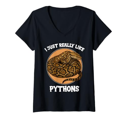 Damen Pythons Python T-Shirt mit V-Ausschnitt von Pythons Python Tier Shop