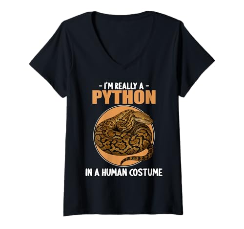 Damen Pythons Python T-Shirt mit V-Ausschnitt von Pythons Python Tier Shop