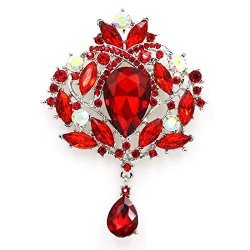 Pyugxab GroßE Kristall Vintage Drop Brosche Pins für Frauen oder Hochzeits SträUßE Schmuck ZubehöR Rot von Pyugxab