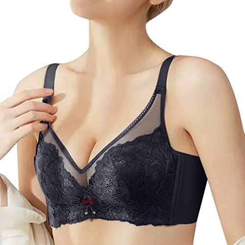 Spitze BH für Frauen Bügel-BH Floral Spitze BH ohne Futter Große Größe Full Cover BH Marke, Schwarz, 60B von Pzdaacr