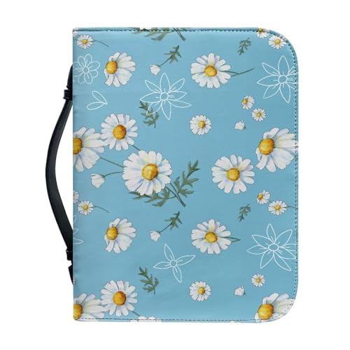 Pzuqiu Bibelhandtasche für Damen und Mädchen, PU-Leder, Bibel-Tragetasche mit Griff, tragbar, praktisch, Bibelschutztasche, Daisy Blau, XL-11.2"x8"x2.2" von Pzuqiu