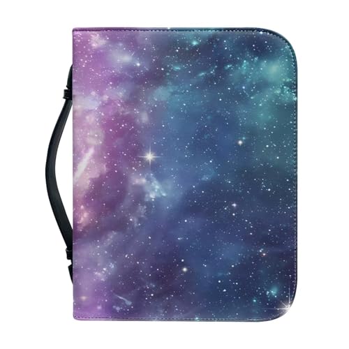 Pzuqiu Bibelhülle Handtasche für Damen und Mädchen, PU-Leder, Bibel-Tragetasche mit Griff, tragbar, modisch, Bibelhandtasche, Galaxy Space, L-10.2"x7"x1.9" von Pzuqiu