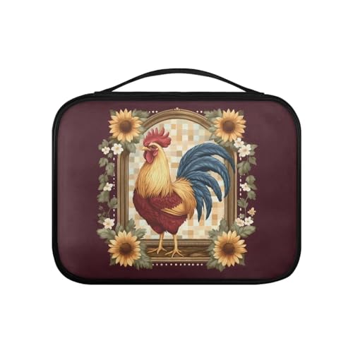 Pzuqiu Bibelhülle aus PU-Leder, Bibeltasche, Bibeltasche für Damen, Organizer, stabile Bibelschutzhülle, groß, Hahn-Sonnenblume, Einheitsgröße von Pzuqiu