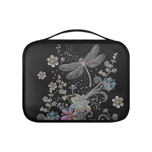 Pzuqiu Bibelhülle aus PU-Leder, Bibeltasche, Bibeltasche für Damen, Organizer, stabile Bibelschutzhülle, groß, Libelle, leuchtende Blume, Einheitsgröße von Pzuqiu