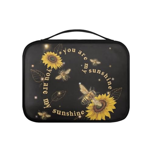 Pzuqiu Bibelhülle aus PU-Leder, Bibeltasche, Bibeltasche für Damen, Organizer, stabile Bibelschutzhülle, groß, Sonnenblumenbiene, Einheitsgröße von Pzuqiu