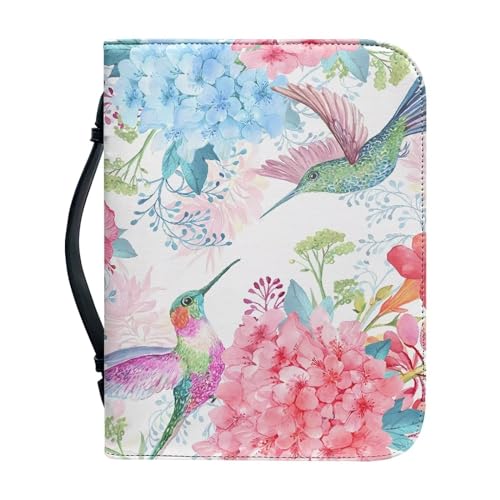 Pzuqiu Bibelhülle für Frauen und Mädchen, PU-Leder, Bibel-Tragetasche mit Griff, tragbare Handtasche, tolles christliches Geschenk, Kolibri Floral, 2XL-12"x9"x2.4" von Pzuqiu